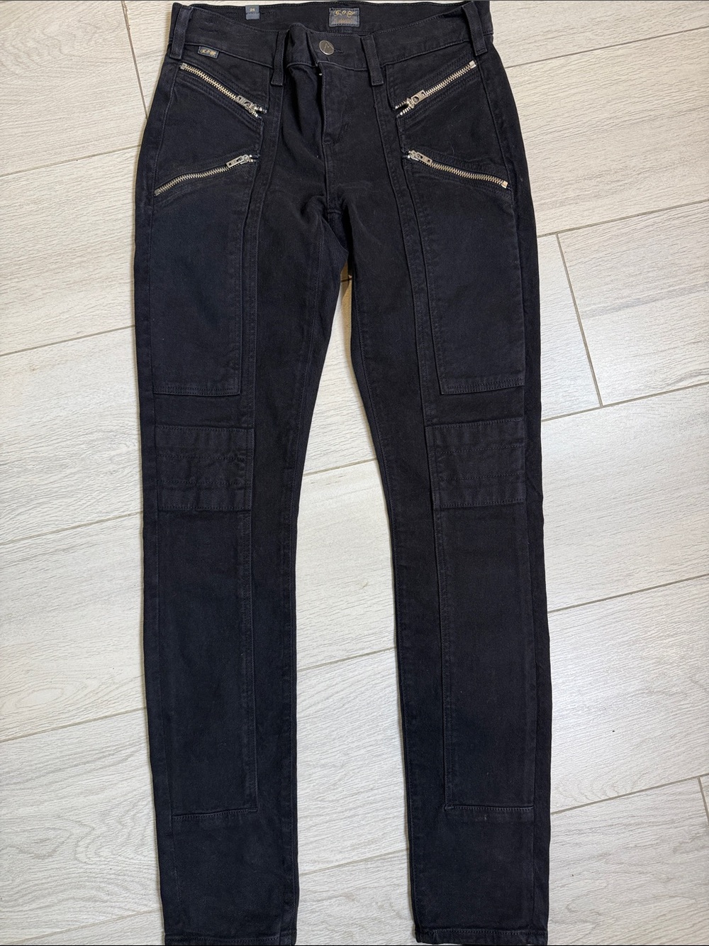 Citizens of Humanity Black Invader Skinny Moto Jeans Zipper Pockets 25 EUC